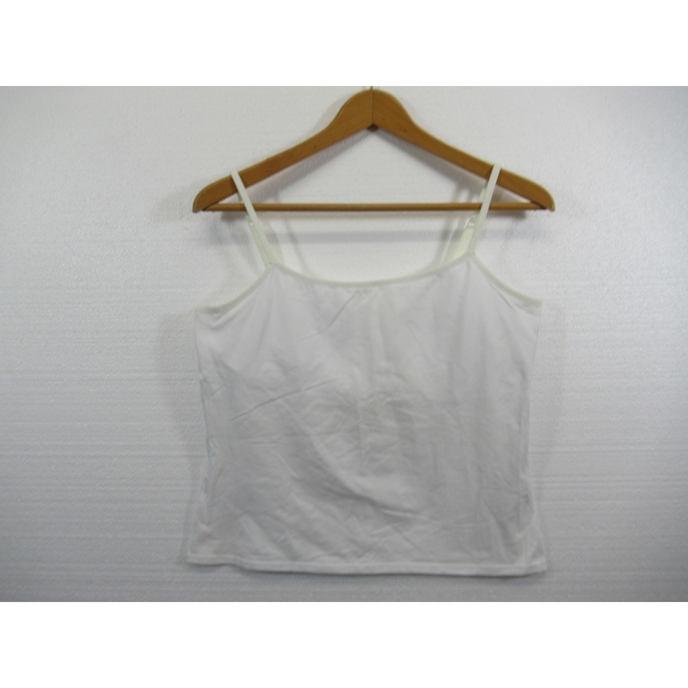 Vintage Y2K J Jill Cropped Camisole Tank Women Large White Built in Bra Stretch